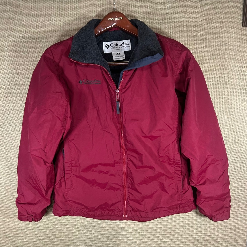 Vintage Columbia Jacket Womens M Maroon Burgundy Fleece Lined Full Zip Y2K F03